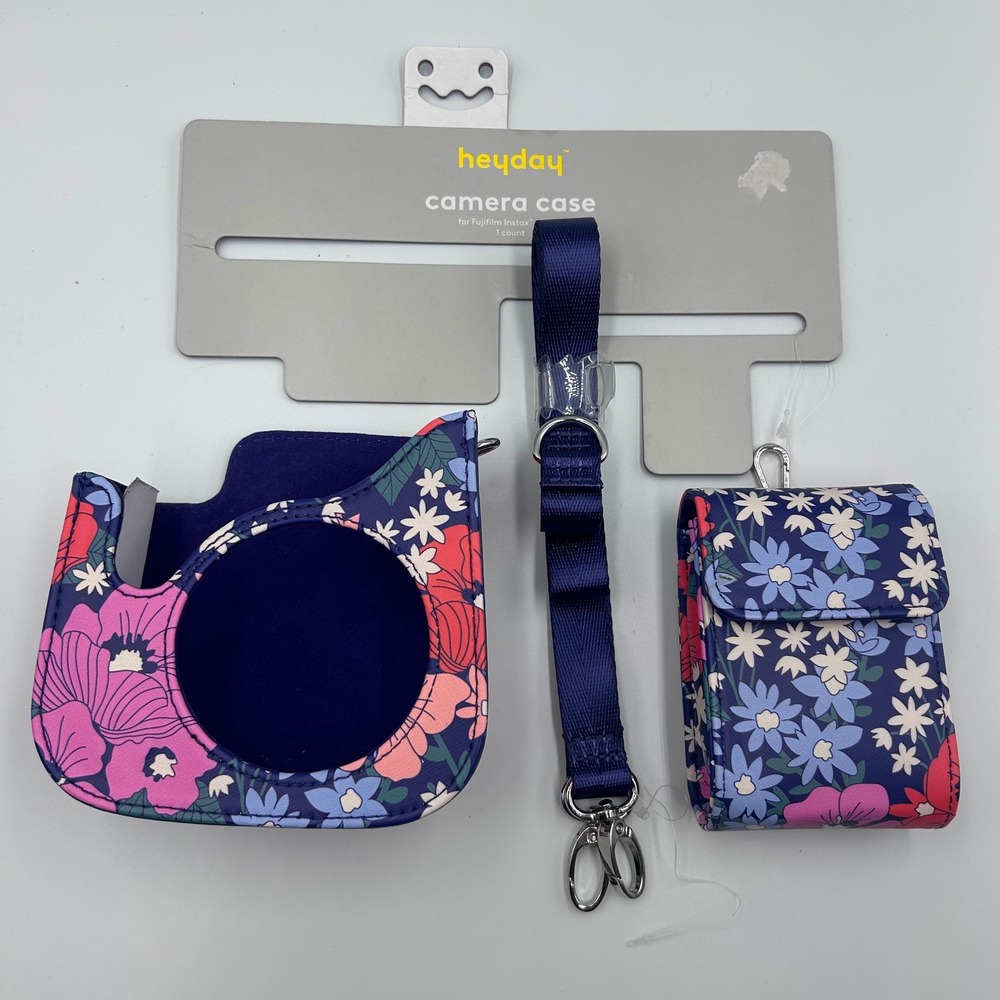 Heyday Floral Camera Case for Fujifilm Instax Mini 12 Navy Faux Leather Bag